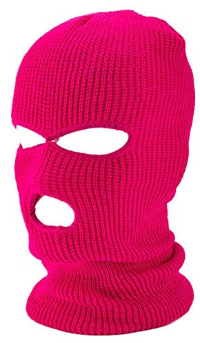 AmyGline 3-Loch-Vollmaske Skimütze Wintermütze Balaclava Tactical Mask Skimütze Wollmaske (Z007-Pink -3Loch)