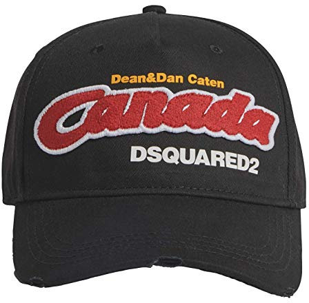 DSQUARED2 Canada Toronto Patch Baseballcap Cap Kappe Basebalkappe Hat Hut Black