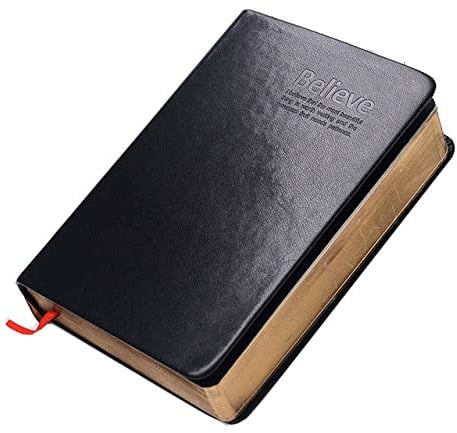 Carnet de Notes en Faux Cuir Vintage Bible Bloc-Notes Epais 460 Pages Vierges Agenda Scolaire Bureau Cahier Ecriture Planification Calepin avec Corde de Marqueur Notebook Cadeau Religieux