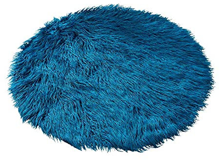 Colorful Coral Fleece Sofa Teppich, ø30 cm Round Teppich Longhair Fell Optik Korallenvlies Bettvorleger Stuhl Matte Sofa Matte - Wohnzimmer Schlafzimmer Kinderzimmer (Blau)