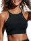 CRZ YOGA Damen Bikinitops Stehkragen Bikini Sport BH Racerback Gepolstert Bikinioberteil Sexy Bikini Oberteil Schwarz 34