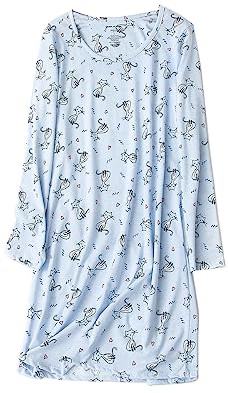 Dreamskull Nightdress for Women Ladies Long Sleeve Nightie Loose Nightshirt Cartoon Stely Nightgowns Home T-Shirt Dress For Autumn