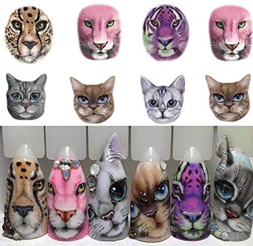 TOSSPER 1 Sheets Nail Sticker Sexy Designs Anger Cat Leopard Slides for Water Transfer Temporary Tattoo Nail Decor