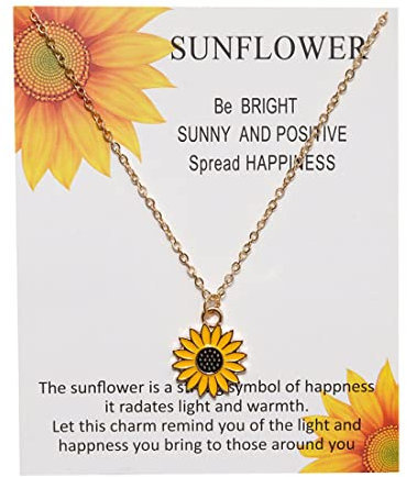 Carufin Tournesol Collier Tournesol Boucles d'oreilles Fleur Soleil Pendentif Clavicule Chaîne Colliers Accessoires Bijoux pour Femmes et Filles (Collier Tournesol)