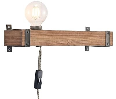 Lindby Wandleuchte, Wandlampe Innen Sverina (Landhaus Vintage Rustikal) aus Holz (1 flammig E27) - Wandleuchten Wandstrahler Wandbeleuchtung Schlafzimmer/Wohnzimmer Wohnzimmerleuchte