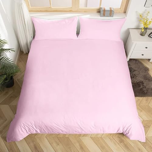 Désinvolte Modernité Style Parure de Lit 200x200cm Enfants Pale Rose Sets de Housse de Couette Simple Rose Style Housse de Couette Respirant Solide Couleur Parure Housse de Couette 3 pièces