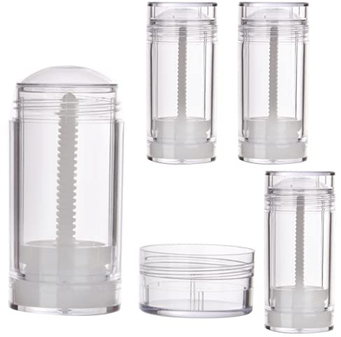 COSIDEA 4 weiße runde leere 30 g Deo-Behälter, Bodenfüllung, große Twist-Up-Röhrchen für Haarwachs, Chapstick-Röhrchen