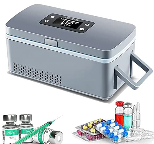 Samnuerly Nevera portátil para insulina, Mini Nevera eléctrica Inteligente, con Cable de Carga USB para Coche, para Nevera de Viaje, avión, Coche, Familia, batería de 220 V*2