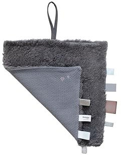 Snoozebaby Schmusetuch Baby - Kuscheltuch 25x25 cm mit Befestigung für Schnuller - 100% Bio Baumwolle Schnuffeltuch - Grau - Storm Grey