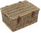 JVL Handmade Buff Wicker Hampers with Faux Leather Straps, Small, Brown