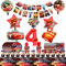 Partygeschirr,94 Stück Geburtstag 4 Jahre , Geburtstag Deko 4,Party Deko 4,Geburtstag Party, Deko Geburtstag 4, Geburtstag Geschirr,Happy Birthday Banner