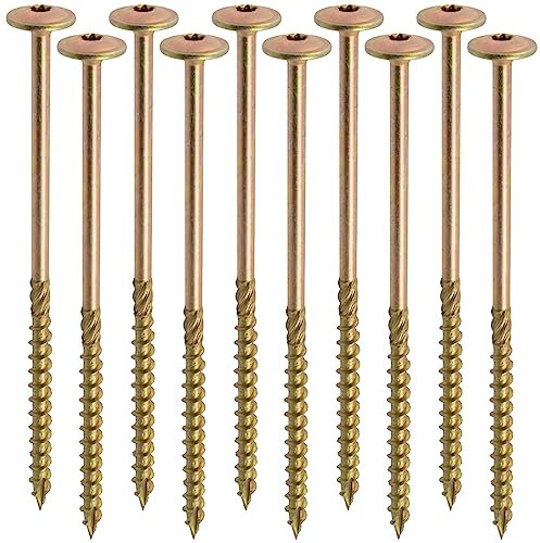 AERZETIX - C67511 - Lot de 10 Vis à bois Ø8x180mm à tête large bombée - à empreinte étoile Т40 - en acier zingué - menuiserie, contreplaqués, agglomérés, mélaminés