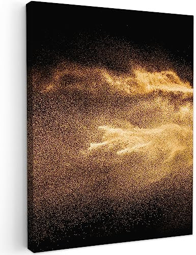 MuchoWow© Impression sur Toile Photo Peinture 30x40 cm Tableau Decoration Murale Chambre Salon Maison Deco Cuisine Sable - Or - Noir - Luxe - Art