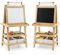 DREAMADE doppelseitige Kinder Staffelei aus Holz, Kinderstaffelei mit Ablage, Kindertafel mit Papierrolle Whiteboard und Kreidetafel, inkl. 2 Stoffboxen (Natur)