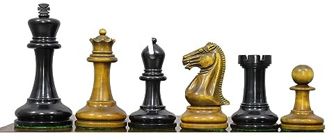 Circa 1852 Harrwitz Staunton Series Schachmänner in Ebenholz/antikem Buchsbaum, 8,9 cm King-Side-Stempel mit 2 zusätzlichen Königinnen, nur Schachfiguren