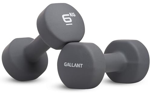 Gallant 6kg Dumbbells Pair - Neoprene Hand Weights for Home Gym Fitness Exercise Training, Dumbbell Set for Women & Men