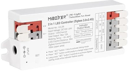 LGIDTECH E2-ZR Zigbee + 2,4 G 2-in-1-LED-Licht-Streifenlicht-Controller mit werkzeugloser Verkabelung, verwendet für einfarbige und zweifarbige weiße LED-Lichtstreifen, DC 12 24 V