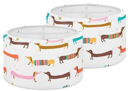 Xoenoiee Nette Dackel Hund Muster Lampenschirm Set von 2 Tischlampe Schatten Home Decor Trommel Schatten für Pendelleuchte, Stehlampe UNO Lampenschirme, CZA19