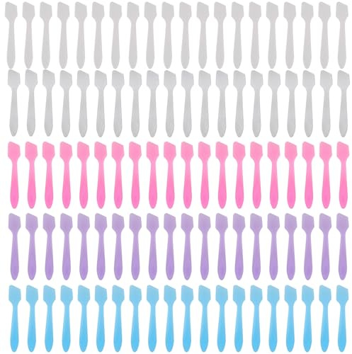 Tbestmax 300 Pcs Mini Cosmetic Spatulas 3.2 Disposable Makeup Spatula, Plastic Spoon Spatula for Cosmetics Facial Creams MultiColor