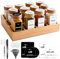 SAEIV Umweltfreundliches Gewürzregal Holz mit 12 Bambusfächern | 12 120ml-Gewürzgläser Drawer Organizer | Gewürzregal mit Gläsern Deutsch Gewürzetiketten | Gewürzregale Stehend | Gewürz Organizer
