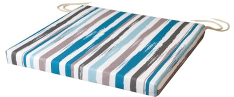 SOFTILLO Patio Chair Cushion with Seat Ties - Indoor and Outdoor Furniture Seating - Water-Resistant Polyester - Kitchen Dining, Lawn & Garden - 36 x 36 cm - Stripes
