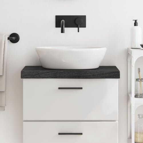 LAPOOH Encimera de baño Madera Maciza tratada Gris Oscuro 60x30x6 cm, Encimera Cocina, Tablero para Mesa, Encimera Lavabo, Muebles De Baño - 3156199