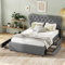 Dolamaní Jugendbett 140x200 cm Polsterbett, Bett mit Schubladen & Lattenrost, Doppelbett Bettrahmen & Kopfteil-Nietendesign (Schubladenbett Grau)