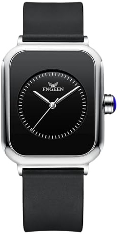 rorios Damen Analog Quarz Armbanduhren Frauen Minimalistisch Uhr Mode Elegant Damenuhren Edelstahl Rechteck Uhr mit Silikon Armband Schwarz C