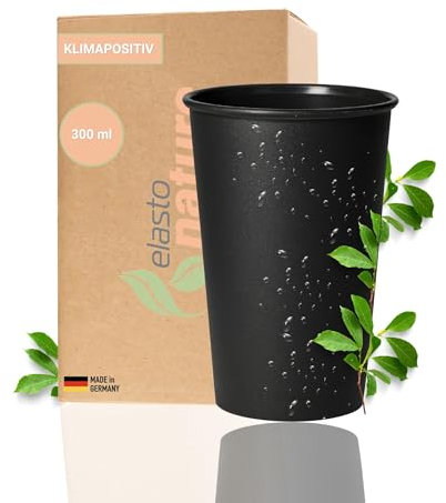 elastonature Trinkbecher 'ToGo' 300 ml - Mehrwegbecher aus umweltfreundlichen Kunststoffen - Becher Set ist perfekt für unterwegs - Nachhaltiger Trinkbecher, Farbe:schiefer