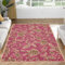 Rug-QJDDUP Teppich In-& Outdoor,Fuchsia,80 x 140 cm,Fuchsia Braun Gelb Floral Zeitgenössisches Klassisches Muster, Esszimmer, Schlafzimmer, Moderne Wohnung, Wohnmobil, Camping