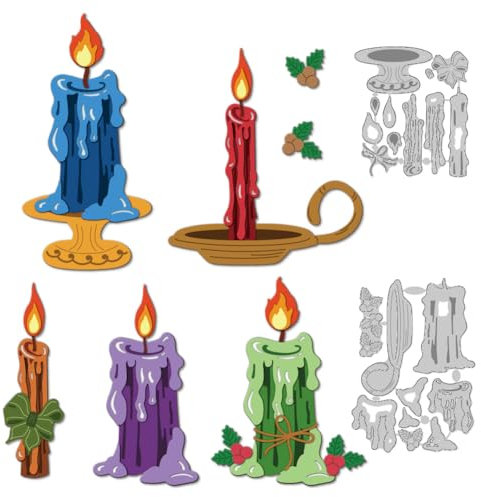 DELORIGIN Mehrschichtige Kerzen Stanzungen Kerzenständer Metall Stanzformen Neuheiten 2025 StanzenFür DIY Scrapbooking Bastelalbum Halloween Karte Geschenk Dekorativ