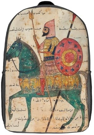 CTAMM Arabischer Ritter Schulranzen Jugendliche Speer und Schild Schultasche Für Kinder Grundschule Ranzen Teenager Schulrucksack Schule Kinderrucksack Laptop Tasche 17inch