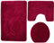 Ilkadim Export 3-teiliges Badset WC Delphin Muster einfarbig, Badteppich 55x85cm, WC-Vorleger mit Ausschnitt für Stand-WC (Bordeaux)