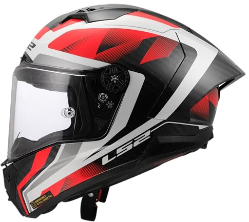 LS2, Integraler Motorradhelm THUNDER GP AERO RAUTE Gloss White Red, XS | Atmungsaktiv