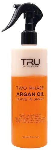 TRU Two Phase Argan Oil Leave-In Spray, 400ml – Intensive Pflege mit Arganöl, Anti-Frizz, UV-Schutz & leichter Formel für geschmeidiges, glänzendes Haar aller Haartypen