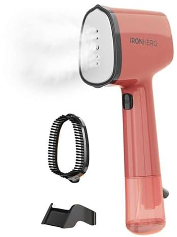Cecotec Plancha Vertical Suela Cerámica IronHero V-1500 Essential Red, Potencia 1500 W, Vapor continuo 25g/min, Calentamiento rápido, Desinfecta, limpia y cuida tus prendas, Suela revestida cerámica