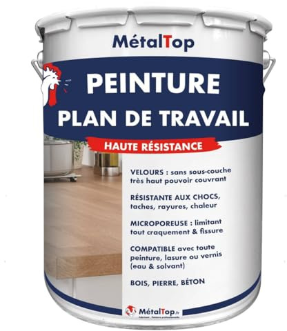 Metaltop - Peinture Plan De Travail - Ivoire - Ton pierre - RAL 1015-1 L - Adhérence et protection efficace contre l'humidité et taches du quotidien.