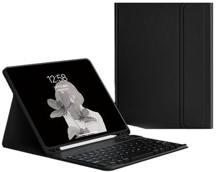 YSJX PU+TPU-Lederhülle mit Standfunktion und Stiftschlitz, abnehmbare Tastaturabdeckung, kompatibel mit Samsung Galaxy Tab S8 Plus 12,4 Zoll(Black+Keyboard)
