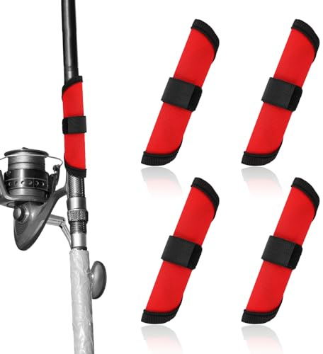 Gosknor 4pcs Lure Wrap, 5.9 Inch Fishing Lure Covers Hook Storage Protector | Bait Gloves Fish Pole Sleeve Guard to Keep Fishermen Fishing Safe for Fish Rod (Red)