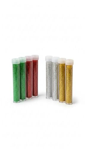 8 Pack Fine Glitter for Paint – 4 Vibrant Colours Glitter Paint Shaker Pots Slime, Nail Art, Card Making Craft Supplies & Decorations – Chunky Glitter Snowglobe Tumblers Arts and Crafts Kids & Adults