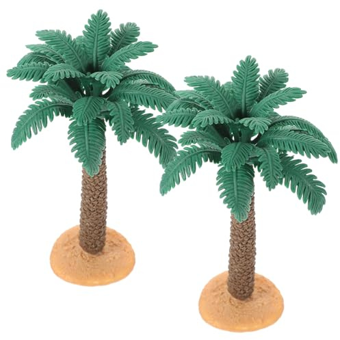 JEWEDECO Modelli di Palma Finta in Pvc 2 Pezzi per Decorazione Miniatura, Design Realistico e Artigianato Fine per Micro-paesaggi e Spazi Verdi Piccoli