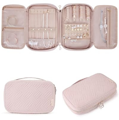 BAGSMART Damen Reisen schmuck aufbewahrung schmuck-organisator-Beutel für Halskette, Ohrringe, Ringe, Armband einheitsgröße Soft Rosa