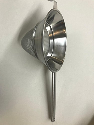 Unbekannt Gaze-Spitzsieb Küchensieb Abtropfsieb Stiel-seiher Edelstahl Massive Ausführung 24 cm, 49cm lang