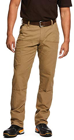 ARIAT Men’s Rebar M4 Relaxed DuraStretch Washed Twill Dungaree Boot Cut Pant Field Khaki