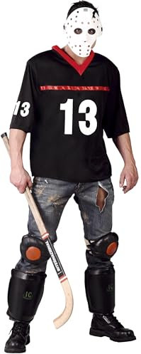 Hockey-Spieler Halloween Kostüm für Herren Halloween Horror Killer Gr. M/L, Größe:M