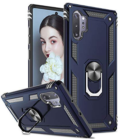 LeYi Hülle für Samsung Galaxy Note 10+ Plus Handyhülle,360 Grad Militärische Rüstung Cover TPU Bumper Schutzhülle für Case Samsung Note 10 Plus 5G Handy Hüllen Blau