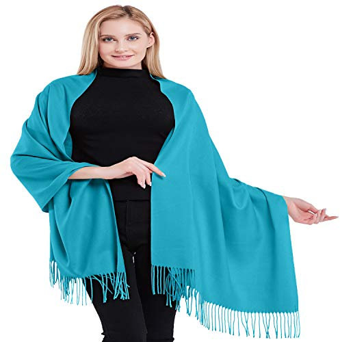 CJ Apparel Türkis 100% Kaschmir Zweilagige Schals Pashmina Handgemacht in Nepal Schultertuch Schal Umschlagtuch NEU