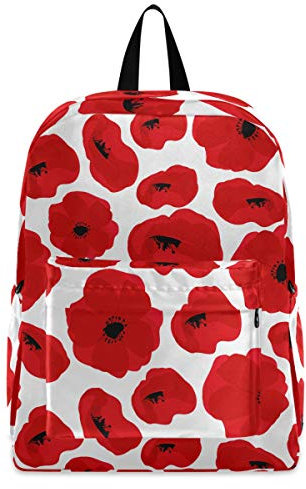 Naanle Watercolor Poppies Laptop Backpack Book Bag, Watercolor Poppies Large 15.6 Inch Notebook Computer Bag Comfortable School College Daypack Durable Casual Travel Business Bag