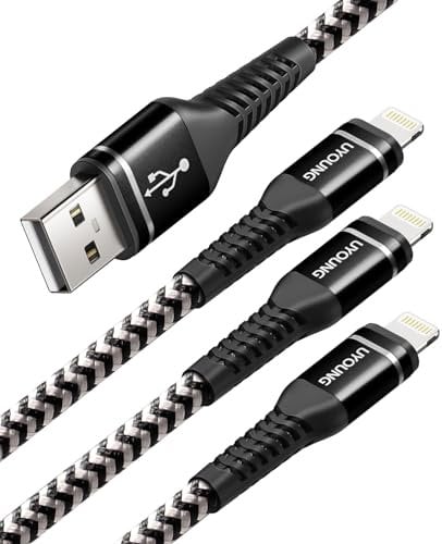 6ft iPhone Charger Cord, 3 Pack 6feet Nylon Braided USB Fast iPhone Charging Cable Compatible with iPhone 11/X/XS/XR/XS Max/8/7/6/5S/SE, iPad Pro/Mini/Air(Black)