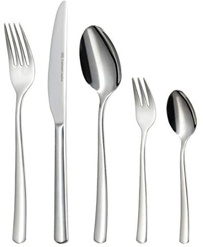KHG Besteckset 60 tlg für 12 Personen, Edelstahl 18/0 Rostfrei & Langlebig Essbesteck für jeden Anlass 12x Gabel, 12x Messer, 12x Löffel,12x Teelöffel & 12x Kuchengabel Modell 760